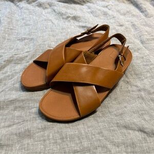 Fitflop Lulu Crystal Back Strap Platform Sandals Brown Size 9 Casual Walking